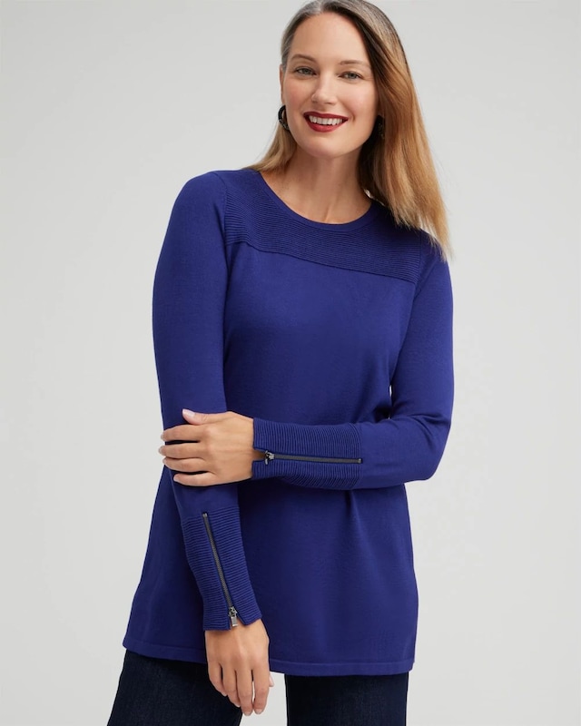 Zipper Detail Tunic Sweater - image 1